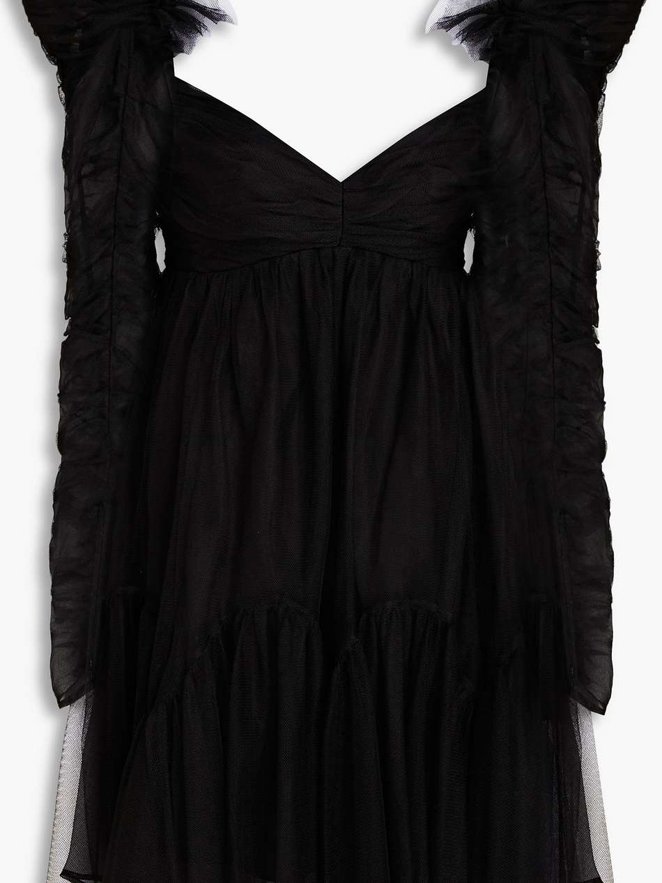 ruched tulle mini dress