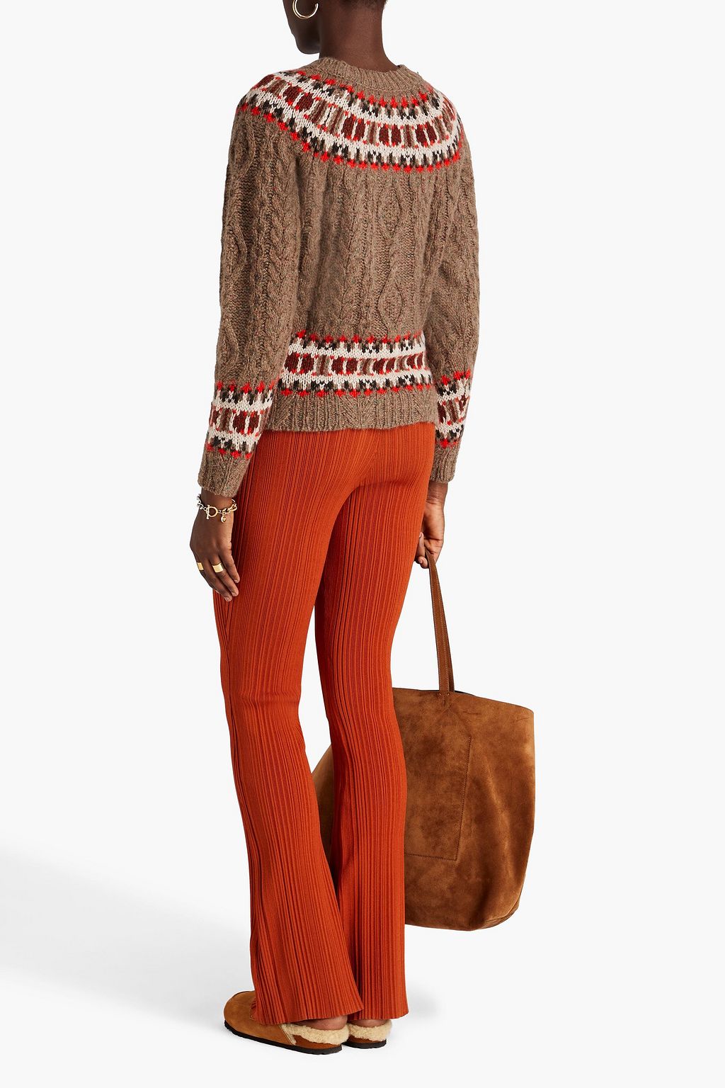 AUTUMN CASHMERE Fair Isle cable-knit cashmere sweater