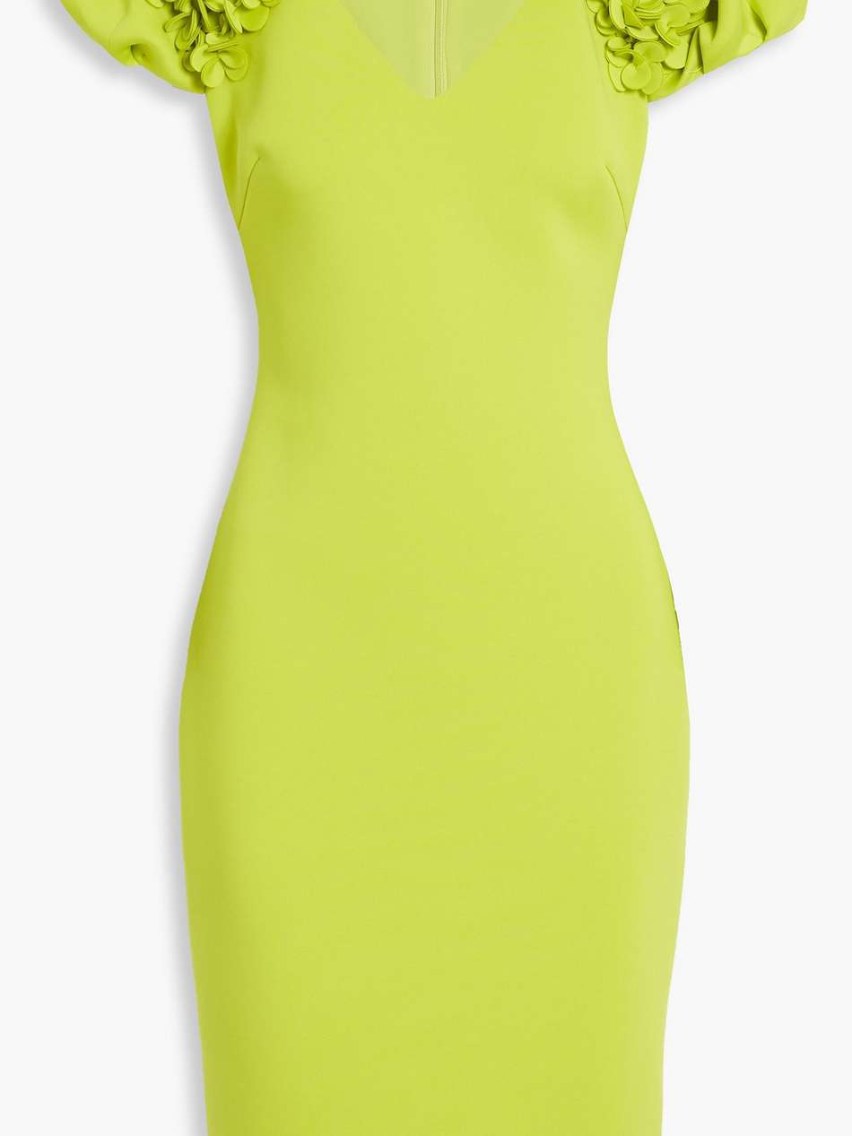 floral-appliquéd scuba dress