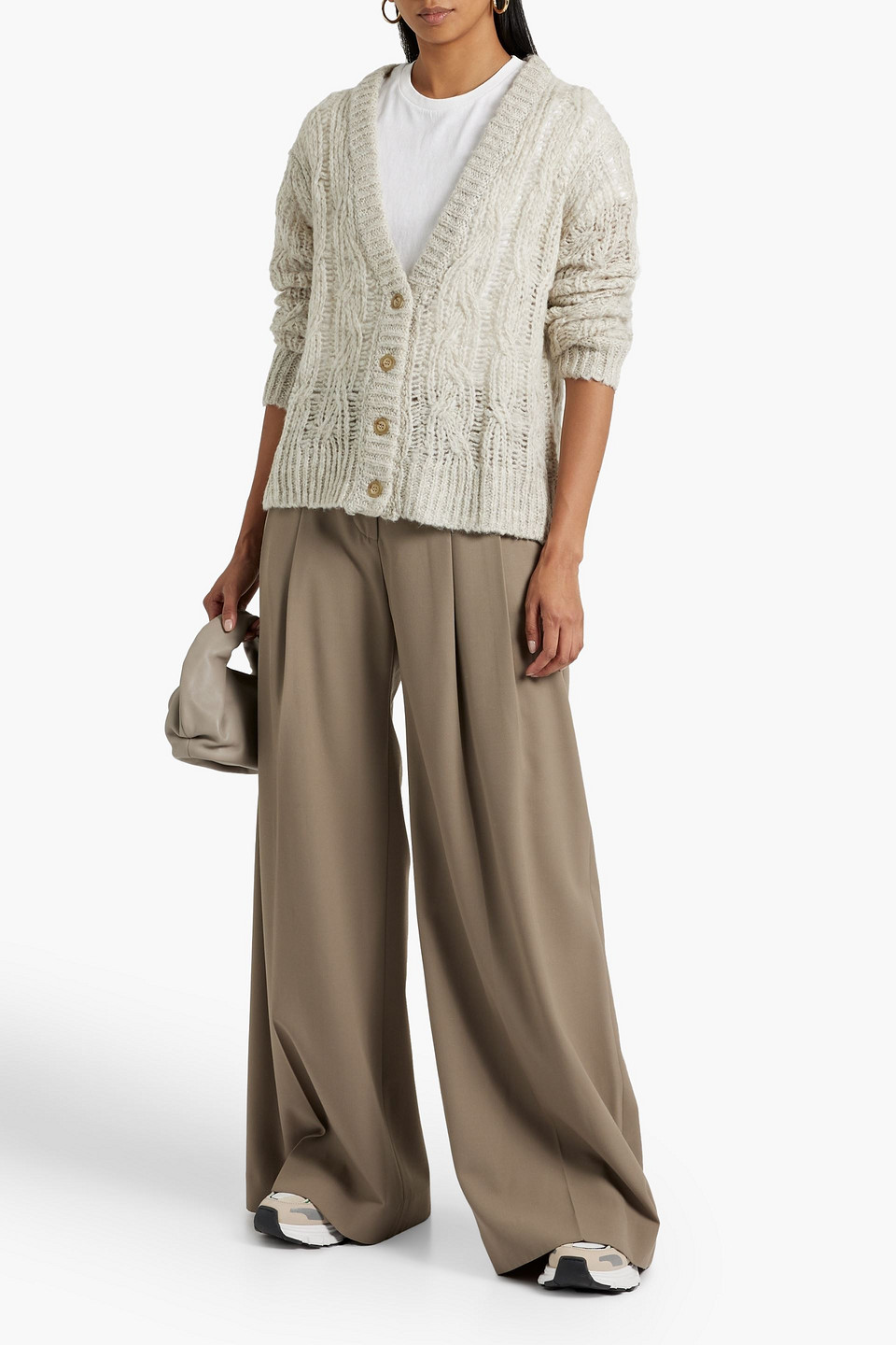 Atm Anthony Thomas Melillo Cable-knit Cardigan In Grey Green
