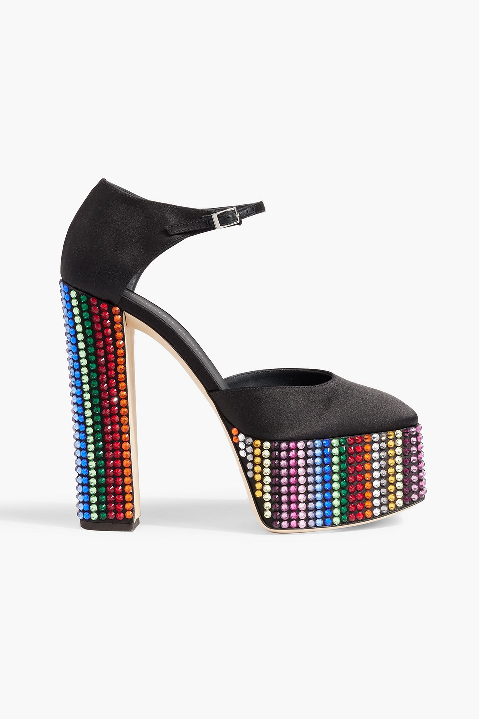 Giuseppe Zanotti Bebe Embellished Satin Platform Pumps In Black