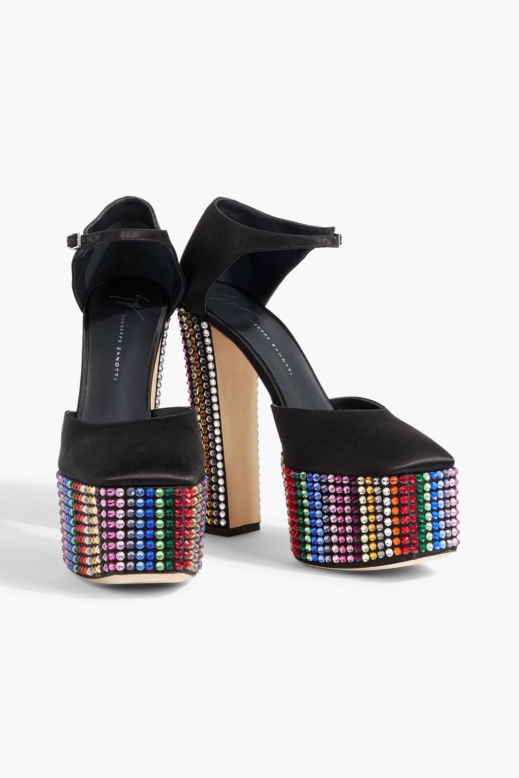 GIUSEPPE ZANOTTI Bebe embellished satin platform pumps