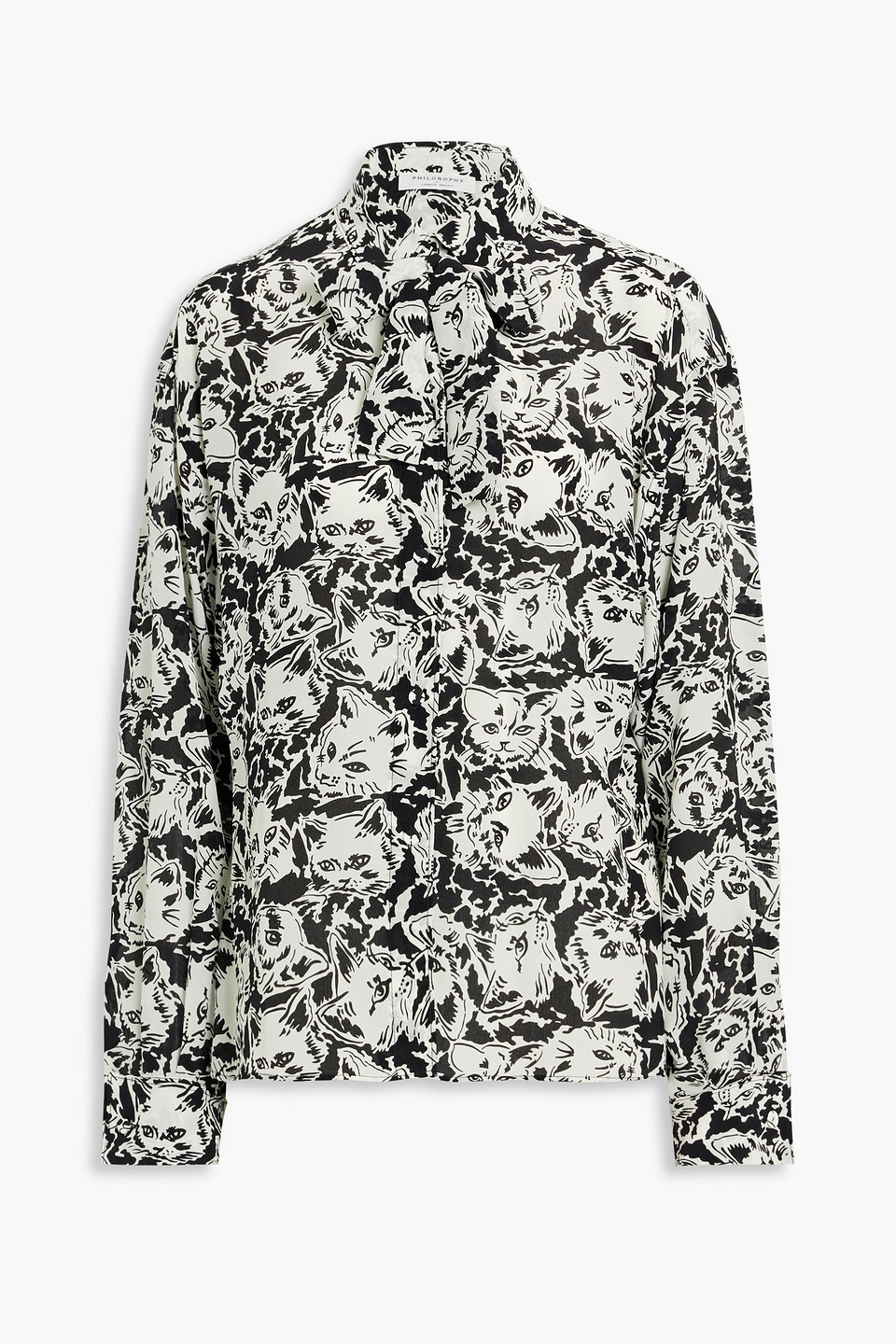 Philosophy Di Lorenzo Serafini Cat Mania Silk Shirt In Black