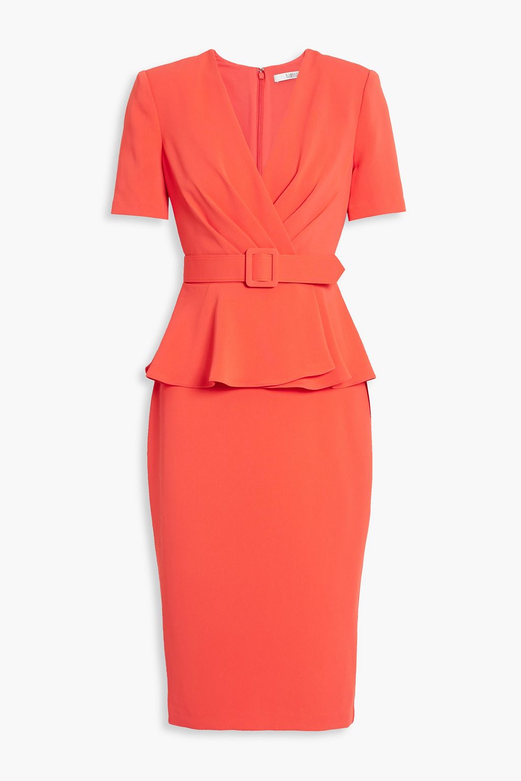 Belted crepe peplum dress