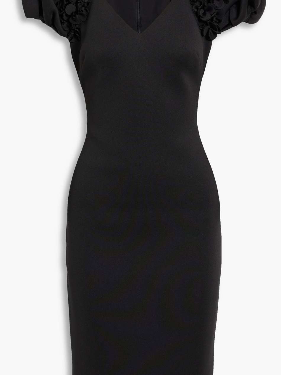 floral-appliquéd scuba dress