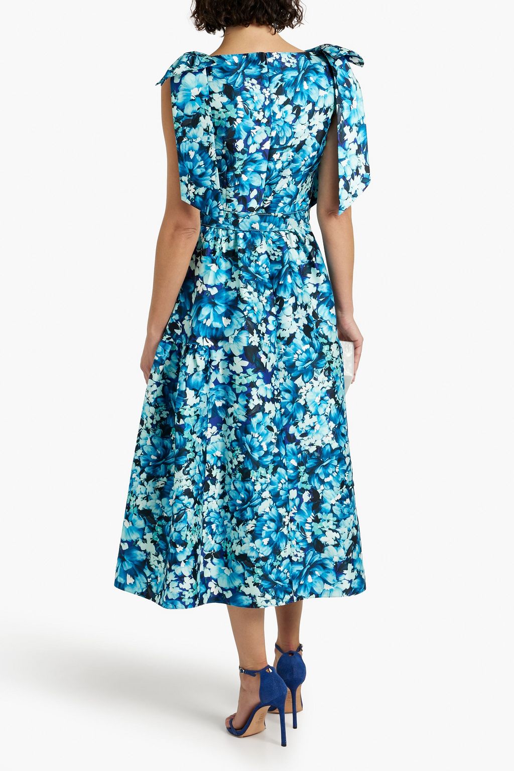BADGLEY MISCHKA サテンツイル ミディワンピース フローラルプリント