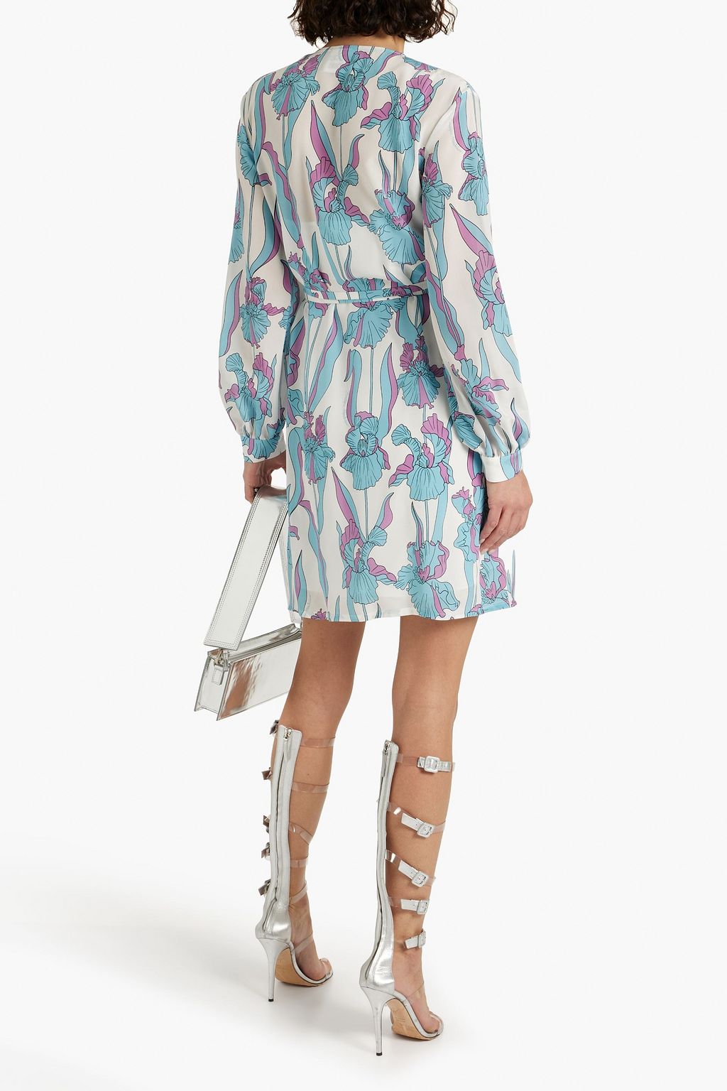 BOUTIQUE MOSCHINO Floral-print silk-crepe wrap dress