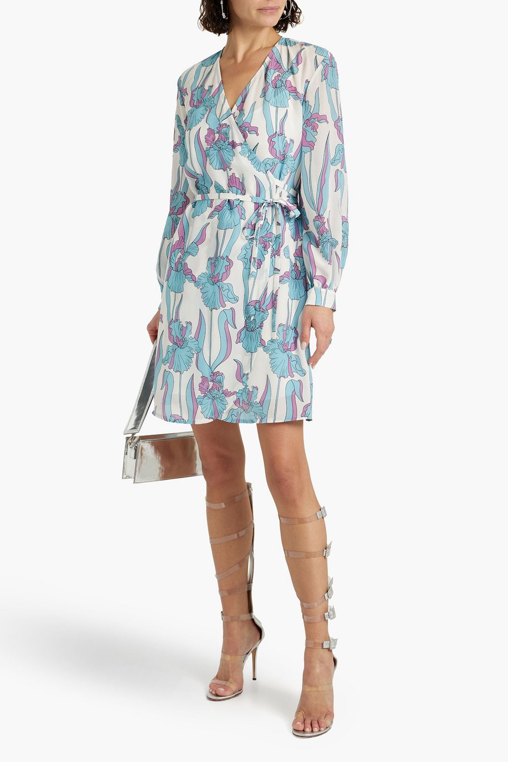 BOUTIQUE MOSCHINO Floral-print silk-crepe wrap dress