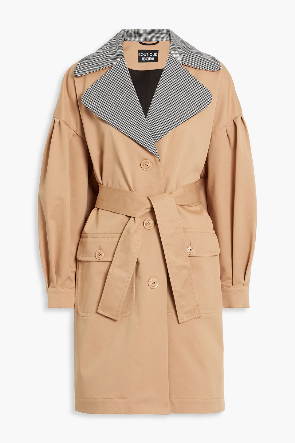 Houndstooth cotton-blend gabardine trench coat