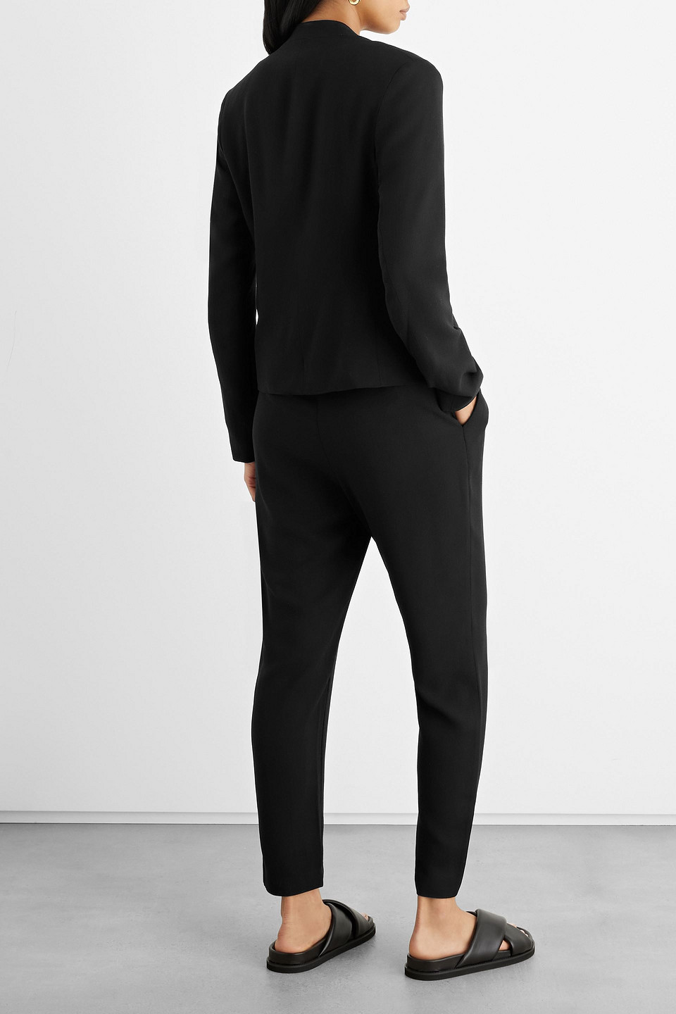 Shop Iris & Ink Jasmin Crepe Blazer In Black