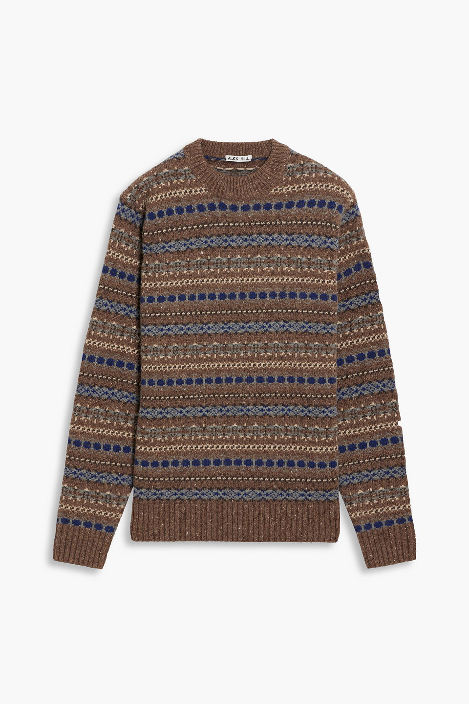 Shop Alex Mill Fair Isle Merino Wool-blend Sweater In Light Brown