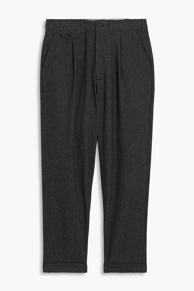 Tapered pleated twill pants