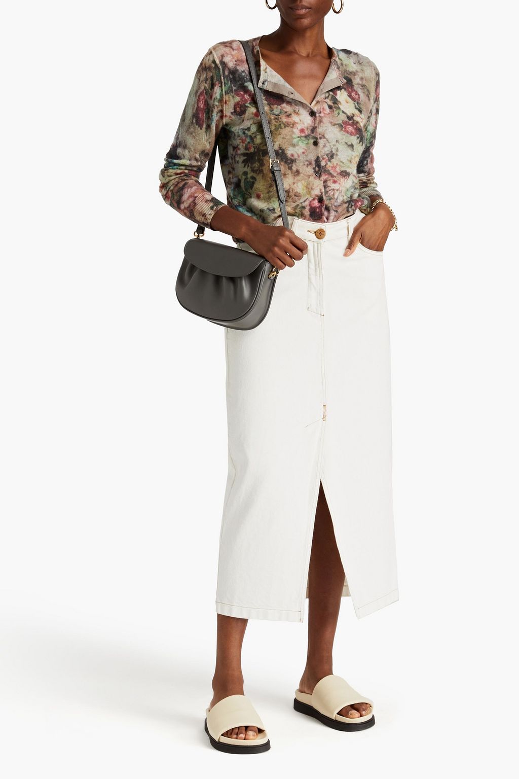 AUTUMN CASHMERE Floral-print cashmere cardigan