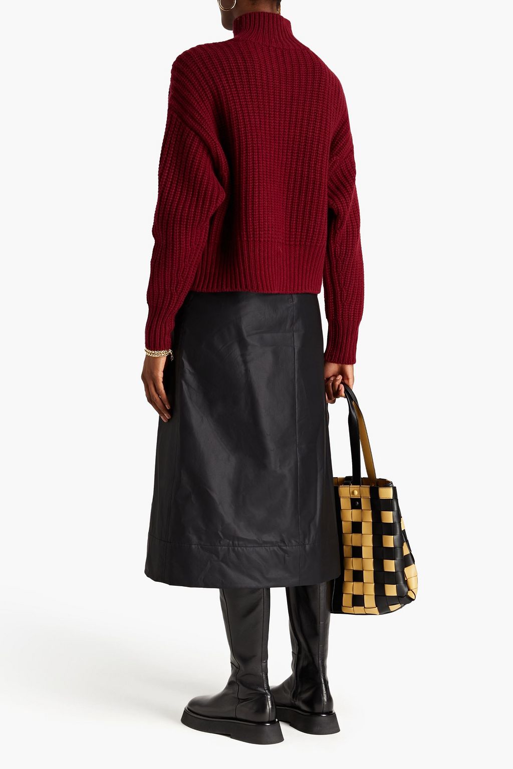 AUTUMN CASHMERE Ribbed-knit turtleneck sweater