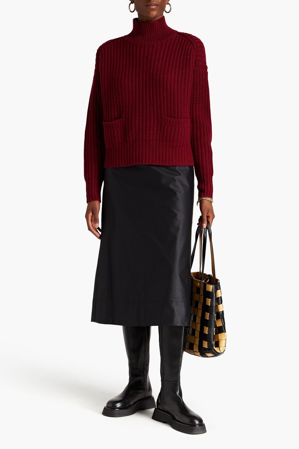 AUTUMN CASHMERE Ribbed-knit turtleneck sweater