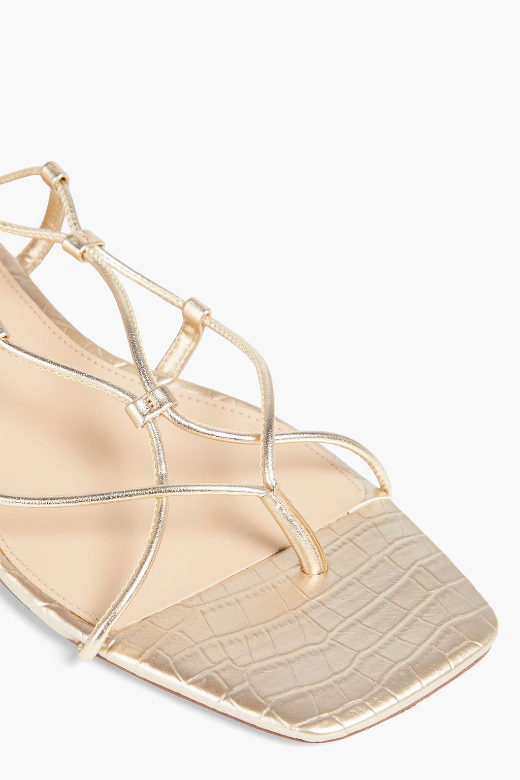 SAM EDELMAN صندل «دافي» من الجلد الصناعي بنمط التمساح بلون ميتاليك