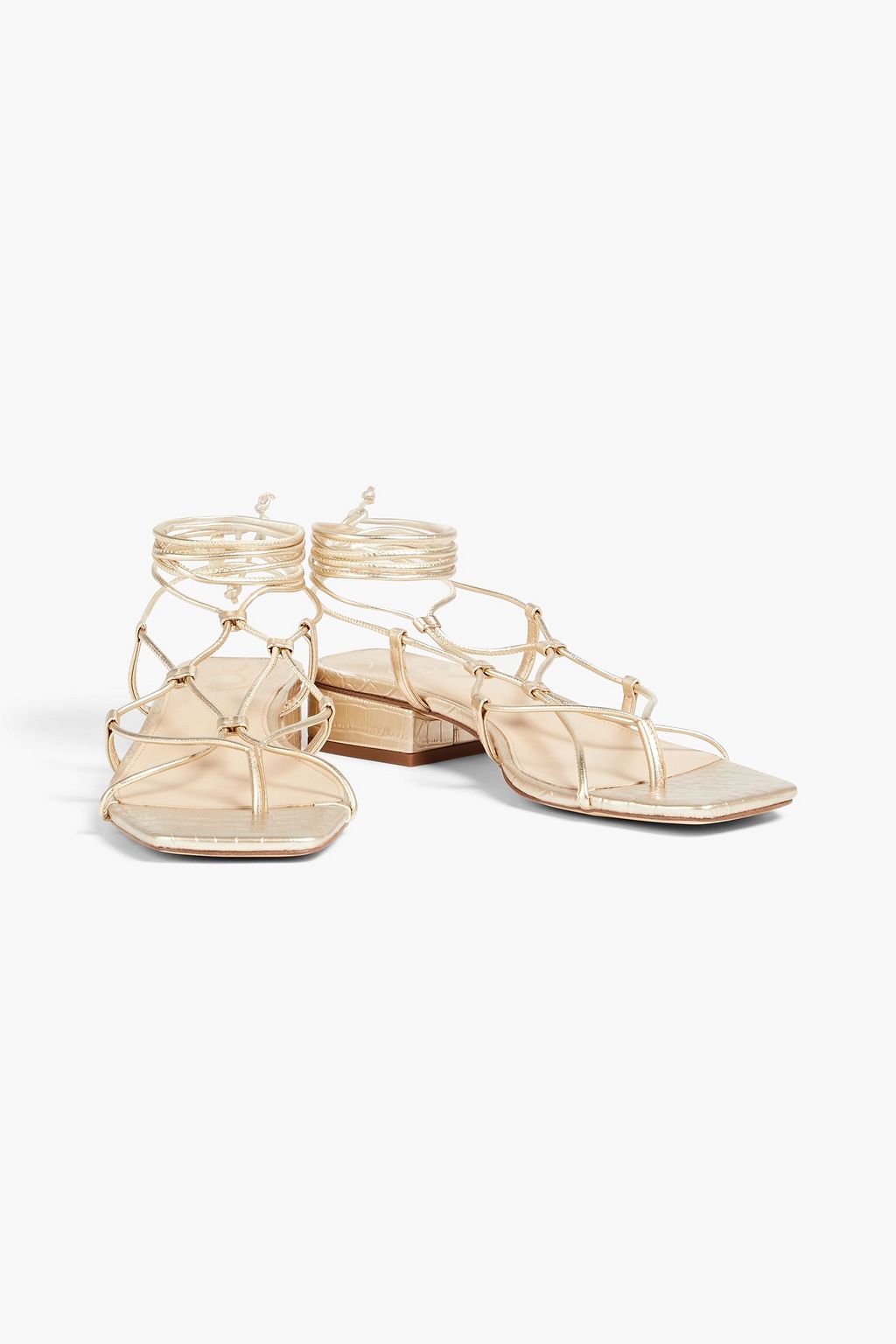 SAM EDELMAN صندل «دافي» من الجلد الصناعي بنمط التمساح بلون ميتاليك