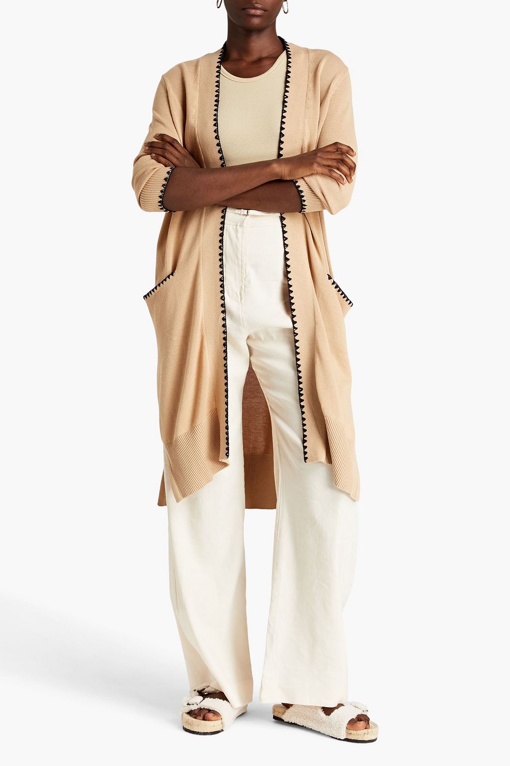 AUTUMN CASHMERE Crochet-trimmed cotton cardigan