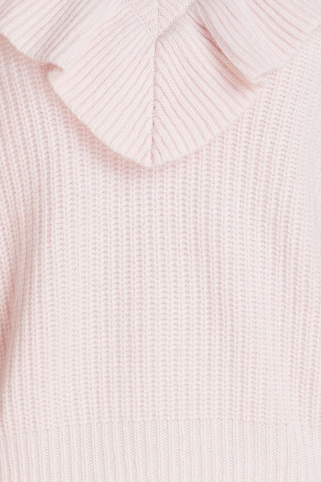 AUTUMN CASHMERE Gerippter Pullover aus einer Kaschmirmischung mit Rüschen