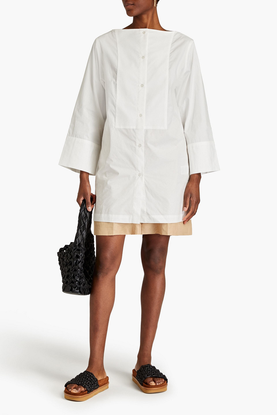 BY MALENE BIRGER BALTIMORE COTTON-POPLIN AND PIQUÉ TOP