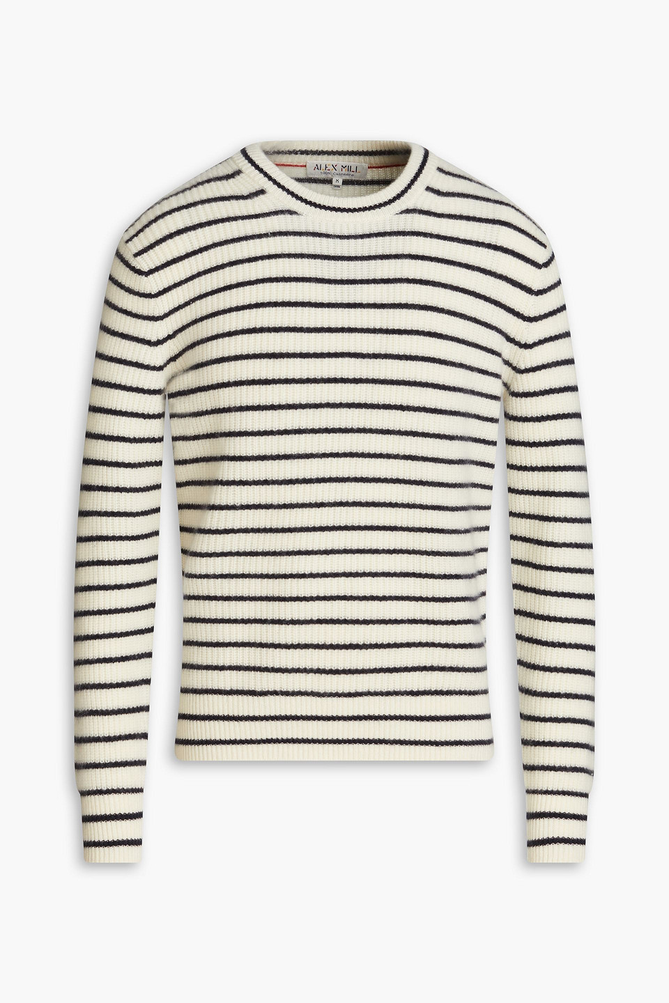 Alex Mill Jordan Stripe Ribbed Crewneck Cashmere Sweater In Ivory