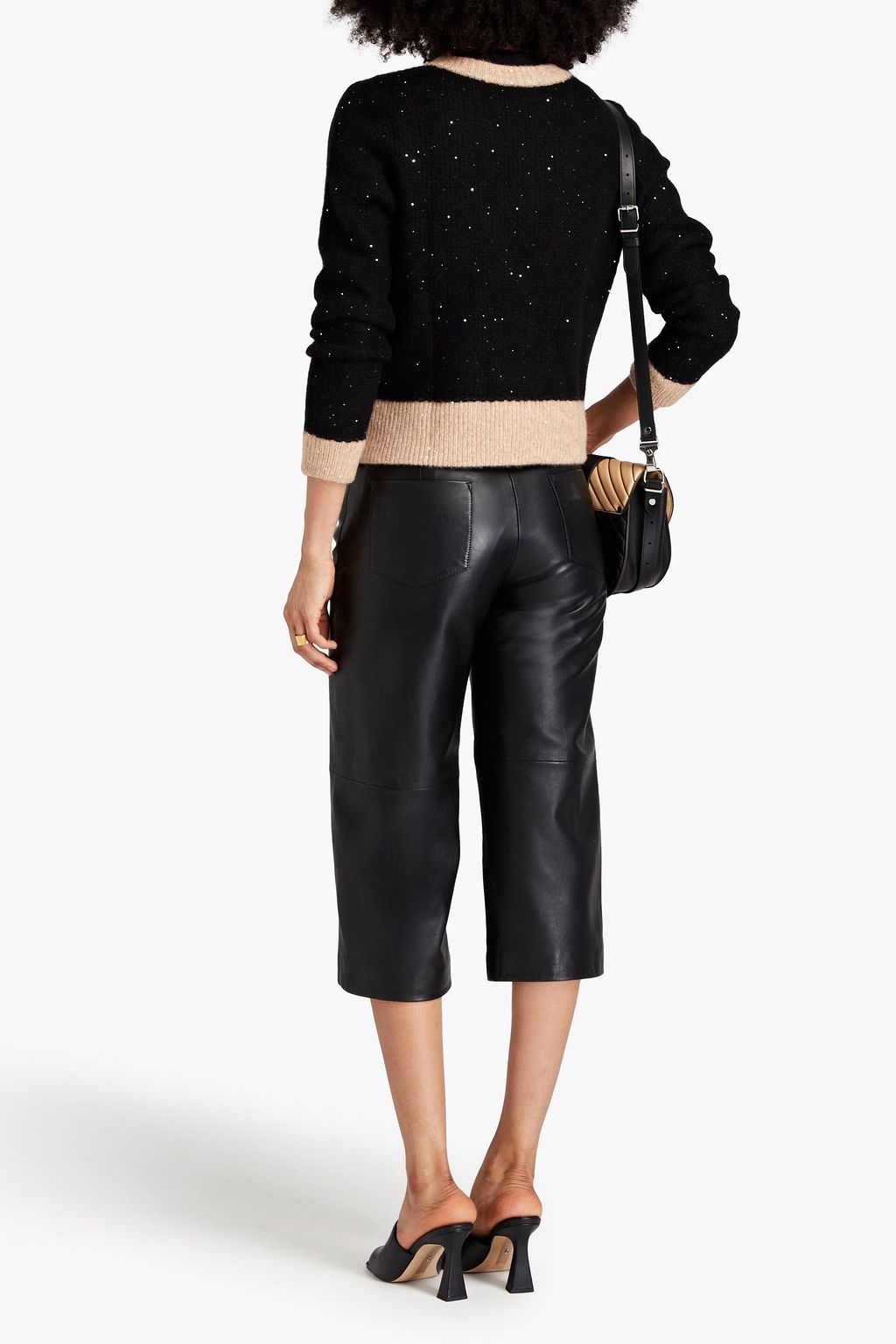 AUTUMN CASHMERE Sequined two-tone cashmere-blend cardigan