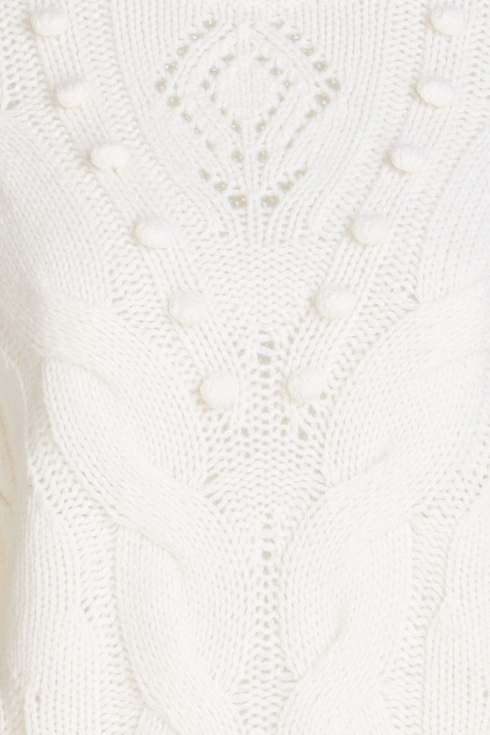 Autumn Cashmere Kaschmirpullover Mit Zopfstrickmuster Und Pompons In Ecru