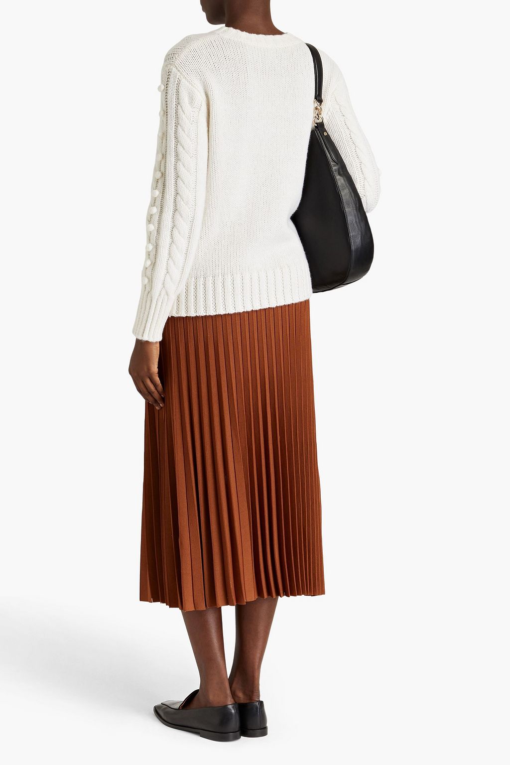AUTUMN CASHMERE ケーブルニット カシミヤ セーター ポンポン付き
