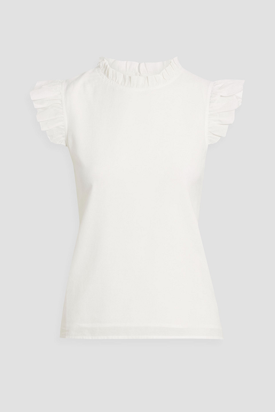 Shop Cami Nyc Ulla Ruffle-trimmed Cotton-blend Top In White