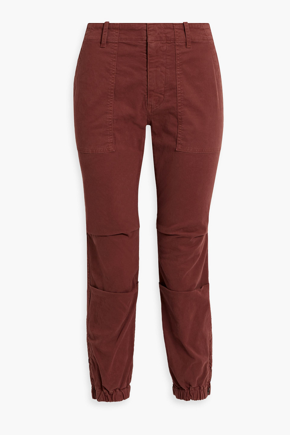 Nili Lotan Cropped Stretch-cotton Twill Tapered Pants In Brick