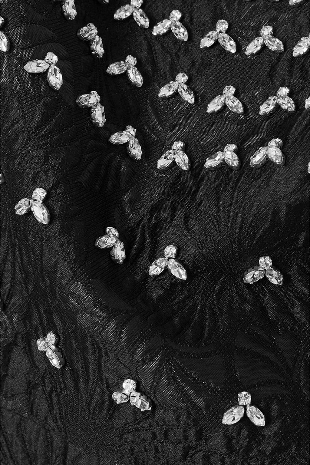 HUISHAN ZHANG Astra feather-trimmed crystal-embellished cloqué midi dress