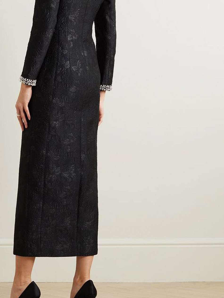 eleanor crystal-embellished cloqué midi dress