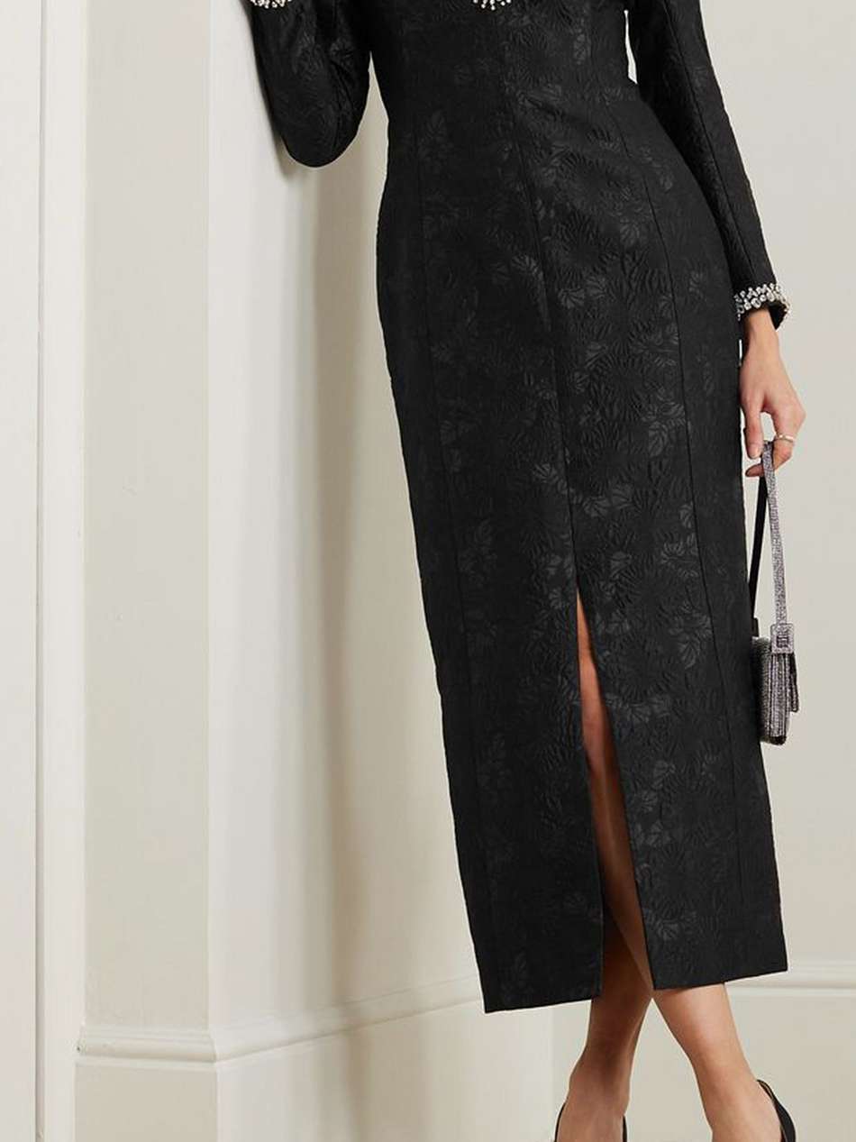 eleanor crystal-embellished cloqué midi dress