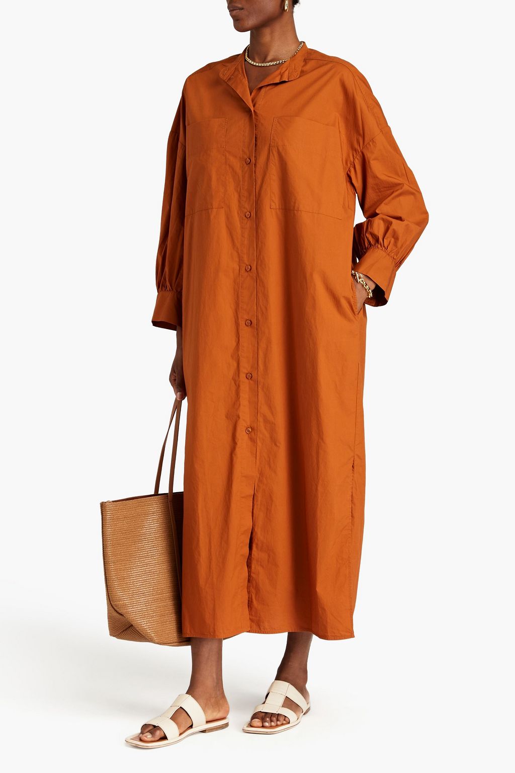 BY MALENE BIRGER Eination gathered cotton-poplin midi shirt dress