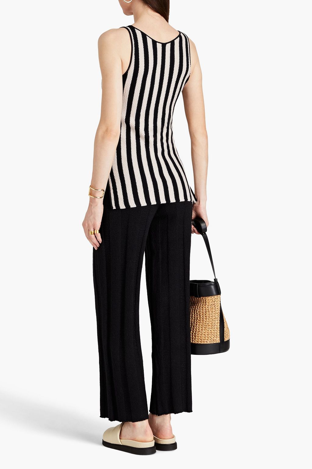 BY MALENE BIRGER Haris ribbed cotton-blend straight-leg pants