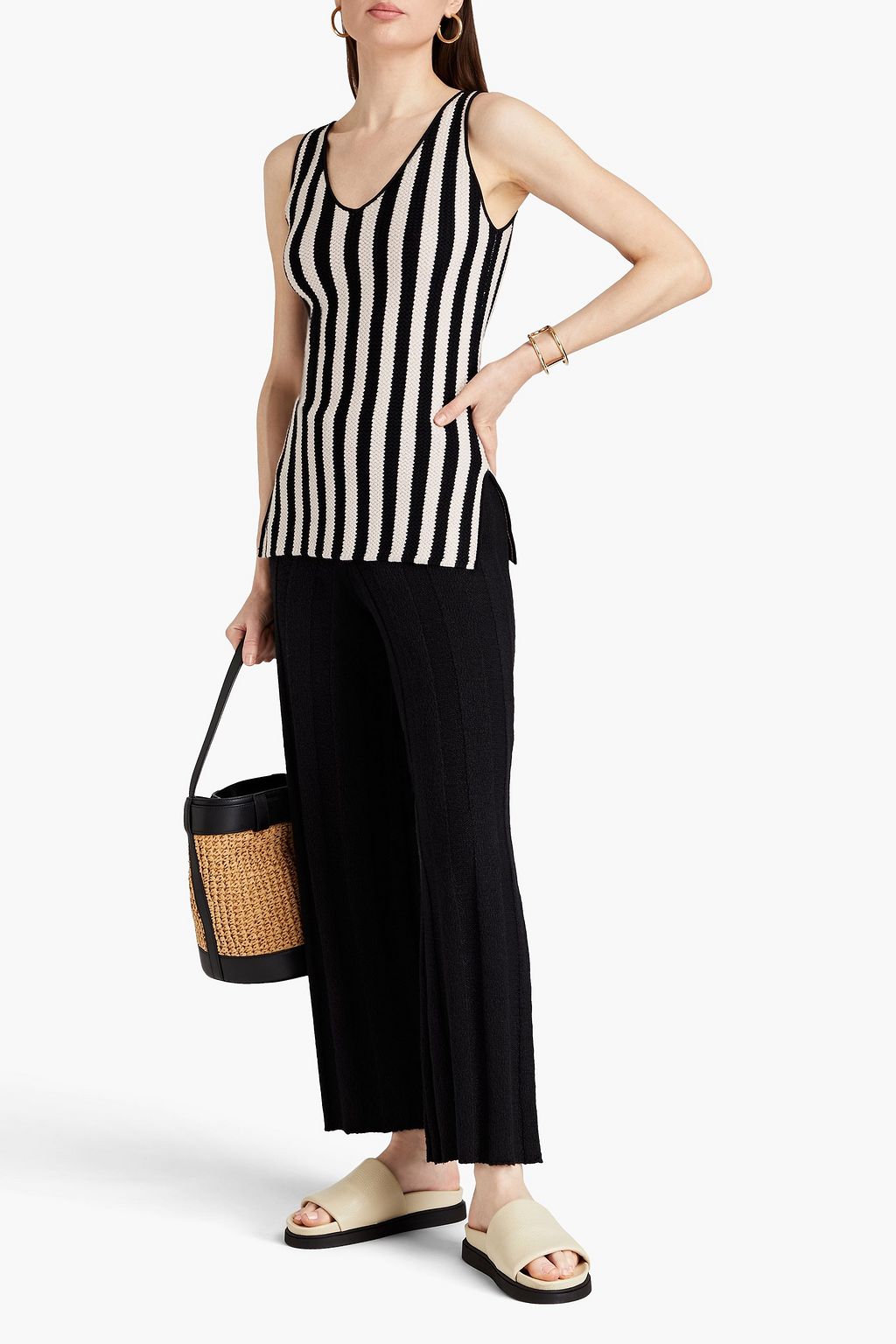 BY MALENE BIRGER Haris ribbed cotton-blend straight-leg pants