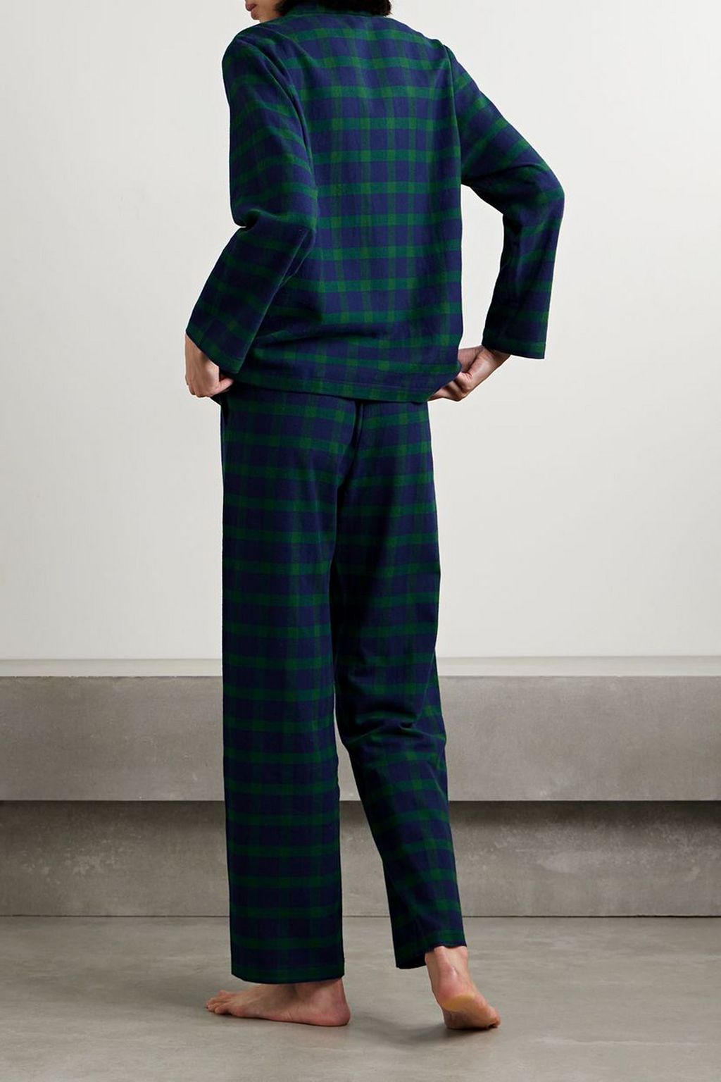 EBERJEY Checked cotton-flannel pajama set
