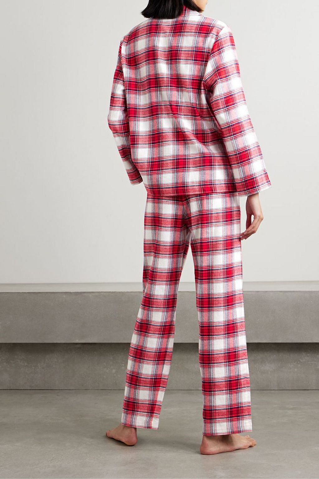 EBERJEY Checked cotton-flannel pajama set