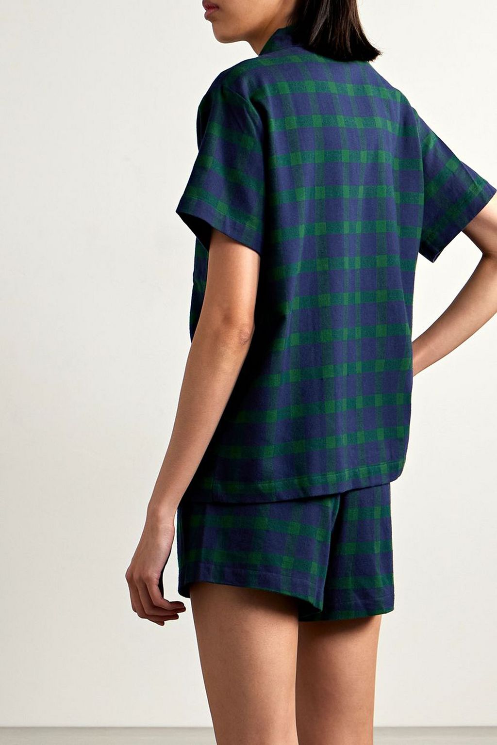 EBERJEY Checked cotton-flannel pajama set