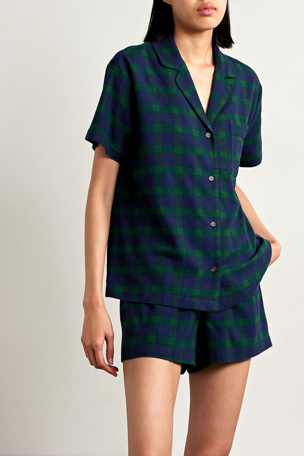 EBERJEY Checked cotton-flannel pajama set
