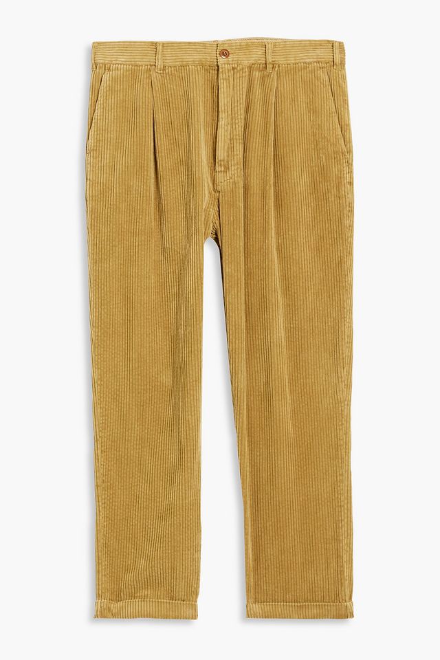 Pleated cotton-corduroy pants