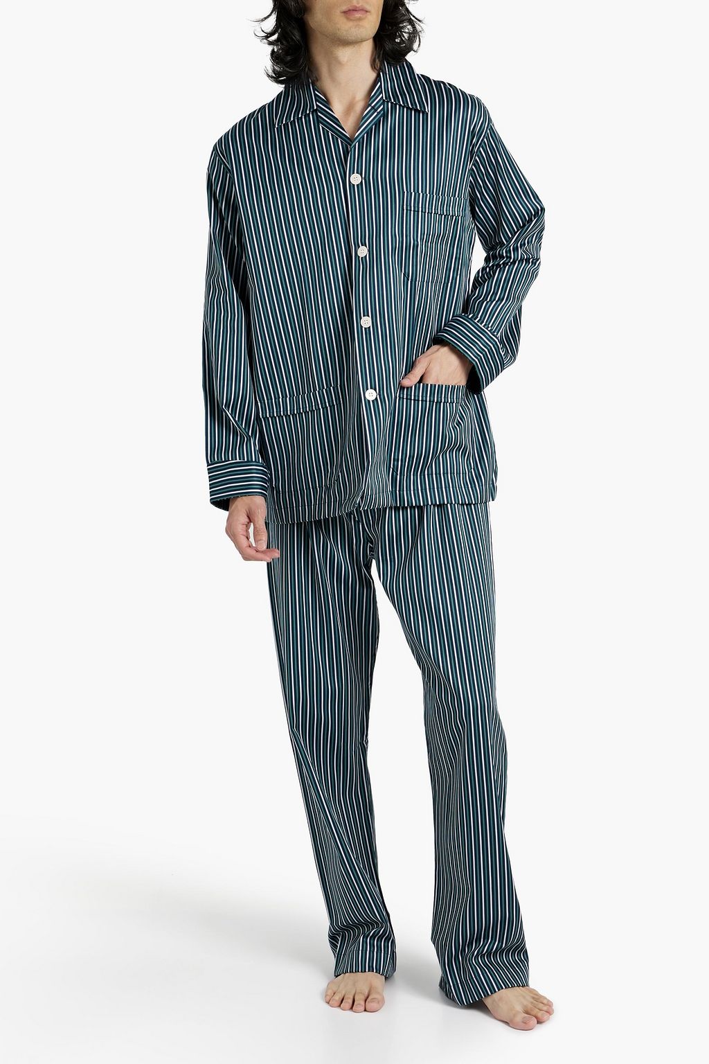 DEREK ROSE Wellington striped cotton-poplin pajama set