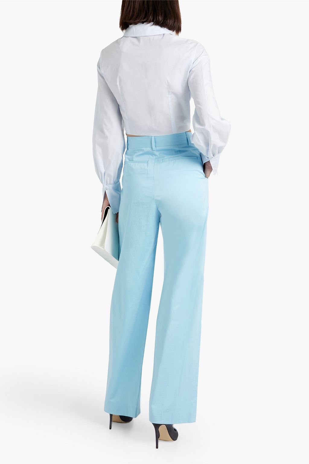 SAFIYAA Blanche cropped draped cotton-poplin wrap top