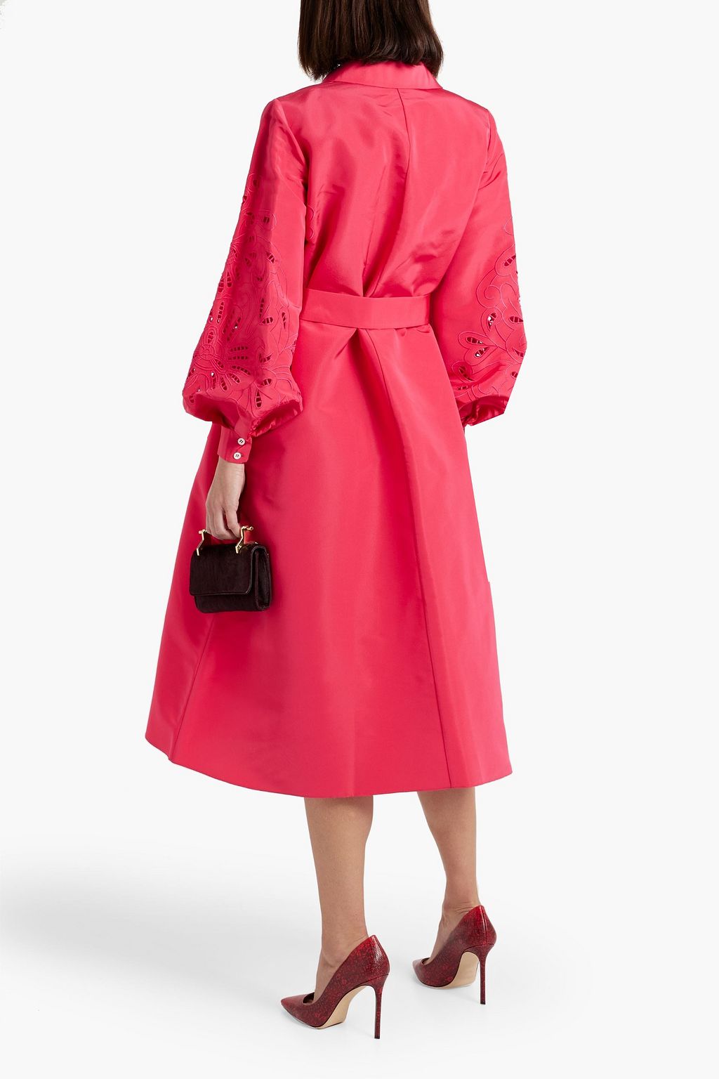 CAROLINA HERRERA Broderie anglaise silk-faille midi shirt dress
