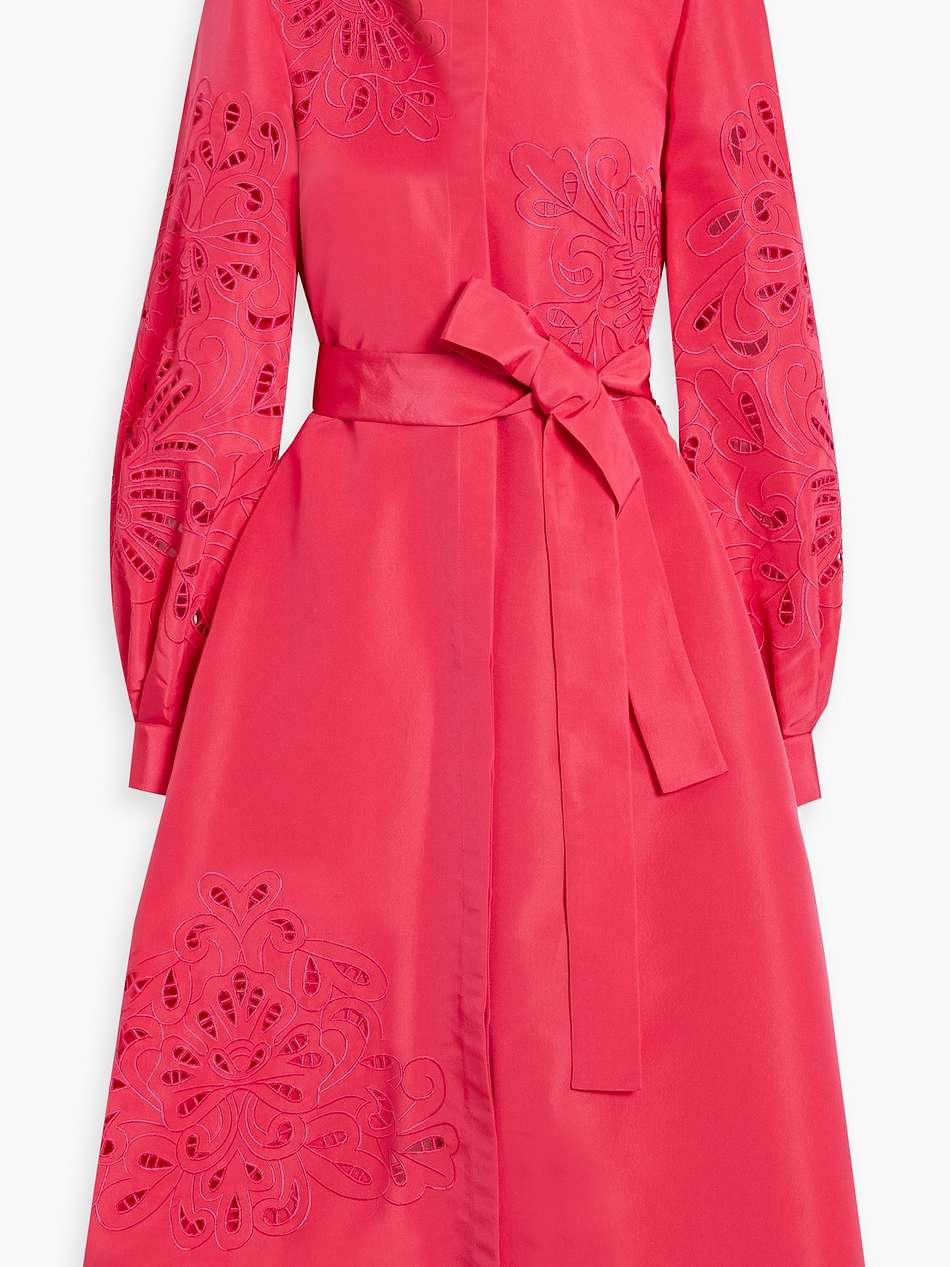 broderie anglaise silk-faille midi shirt dress