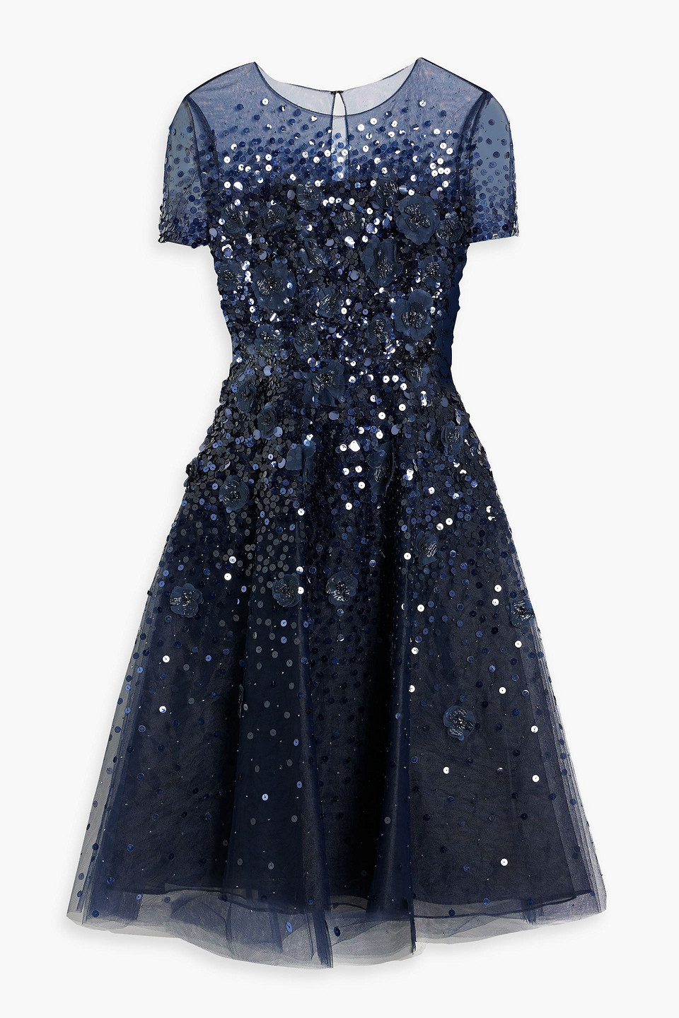 Carolina Herrera Embellished Tulle Dress In Midnight Blue | ModeSens
