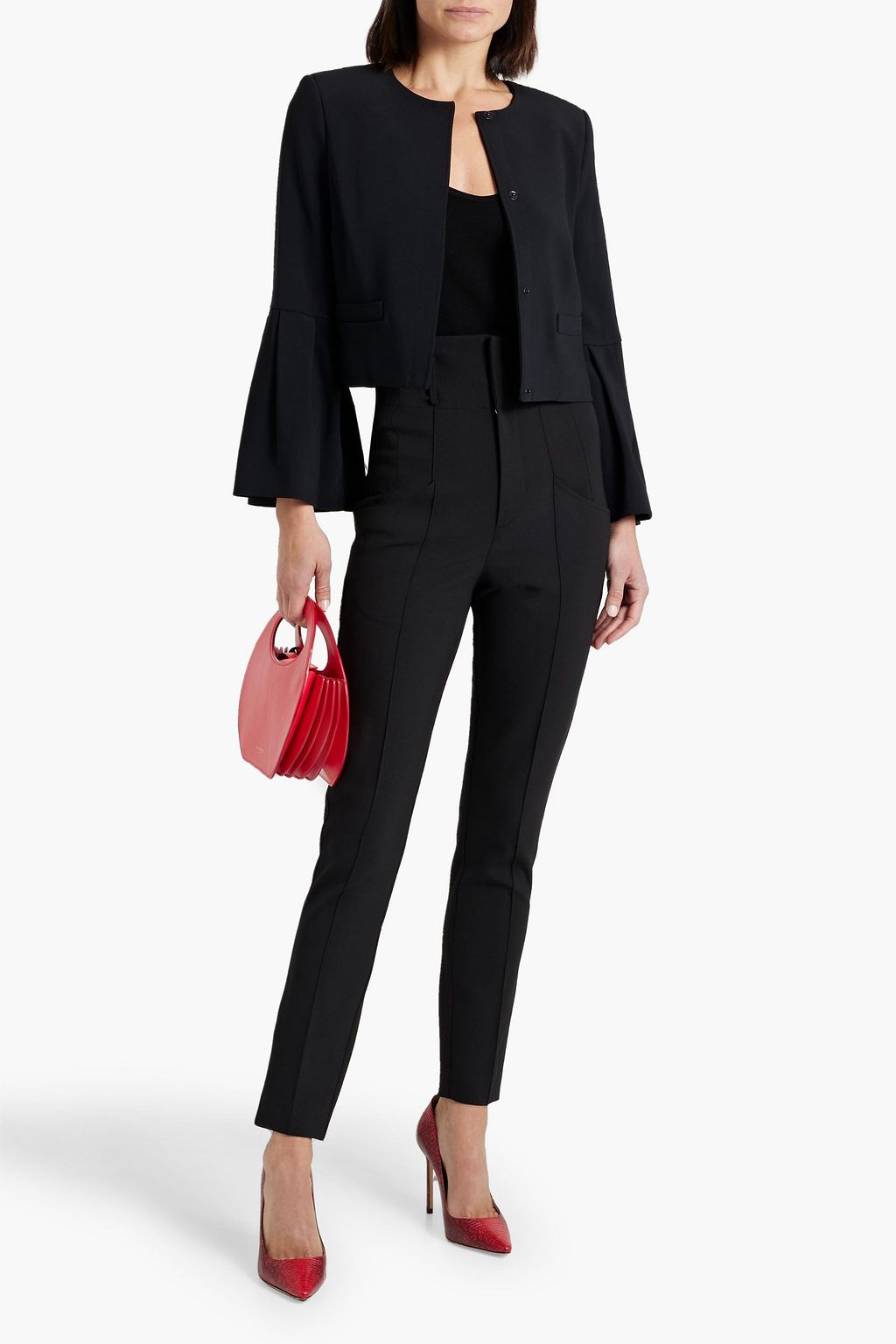CAROLINA HERRERA クレープ クロップドジャケット