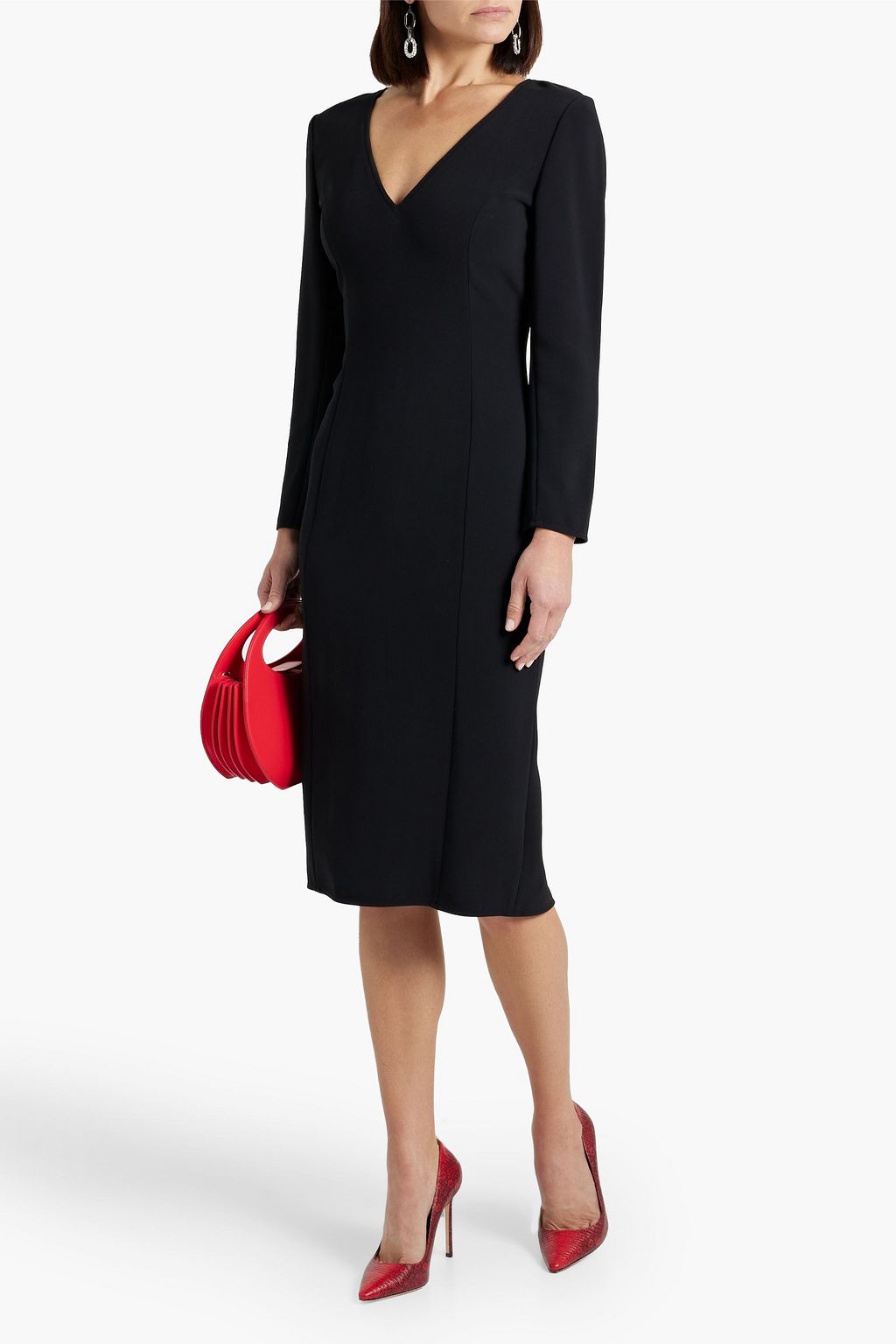 CAROLINA HERRERA فستان متوسط الطول من الكريب