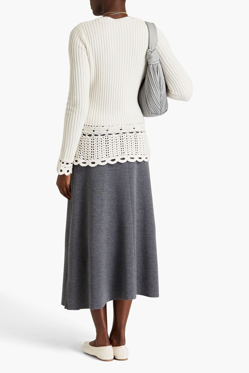 AUTUMN CASHMERE 크로셰 패널 리브 니트 스웨터