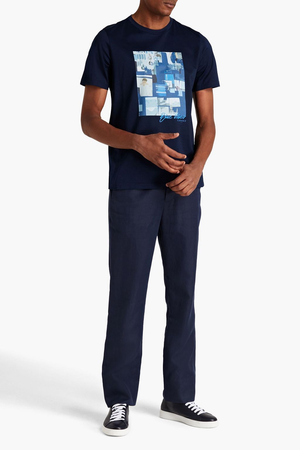 CANALI Printed cotton-jersey T-shirt